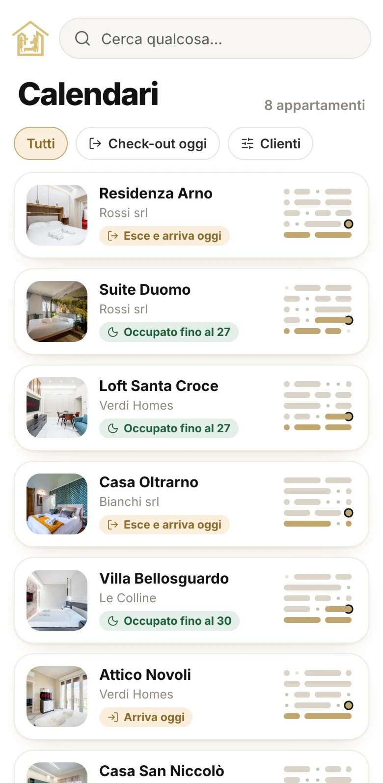 App con il calendario delle prenotazioni degli appartamenti